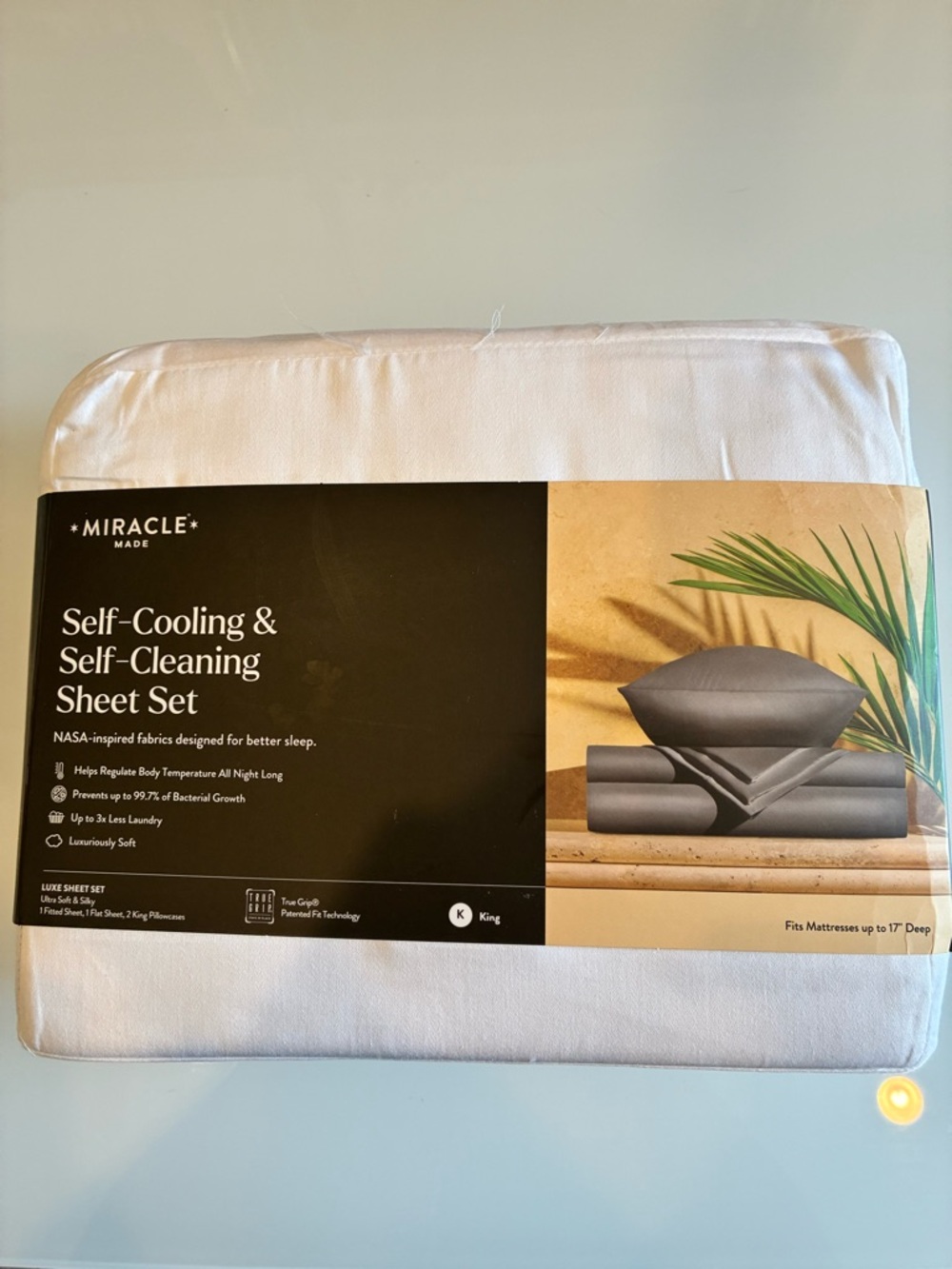 NEW! Miracle Made Silver-Infused Cooling Sheet Set - White, King Size